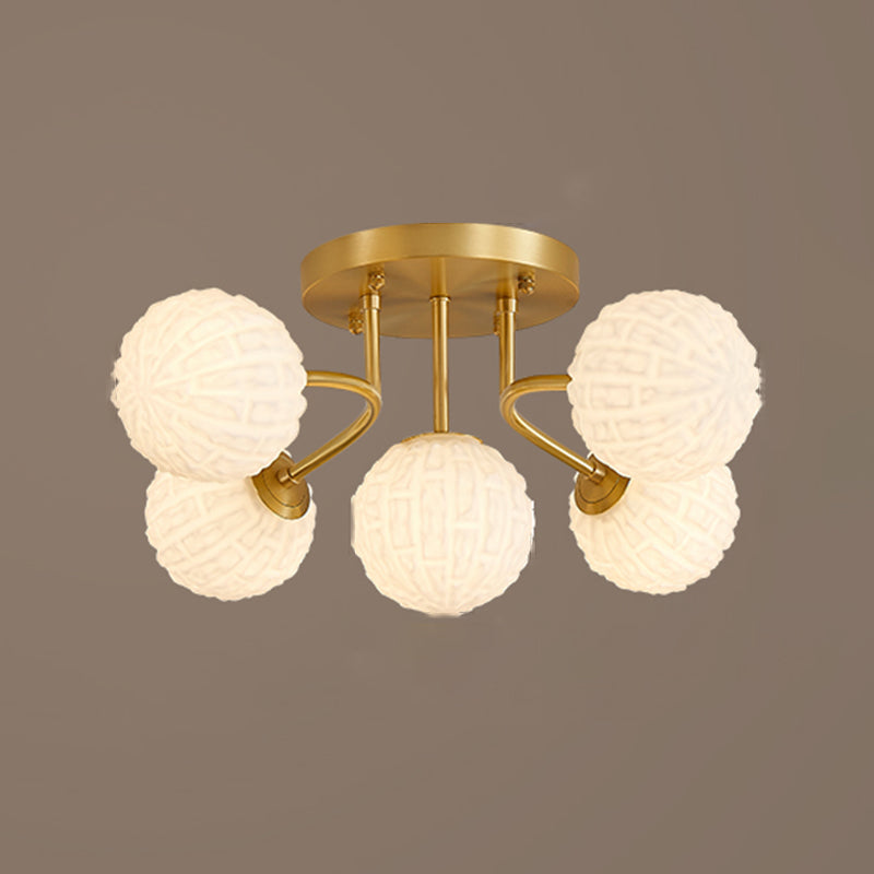 Ball Shape Glass Flush Light Modern Style Multi Lights Flush Mount Fixture