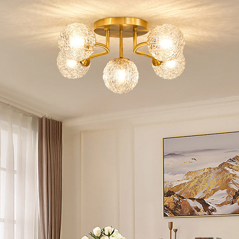 Ball Shape Glass Flush Light Modern Style Multi Lights Flush Mount Fixture