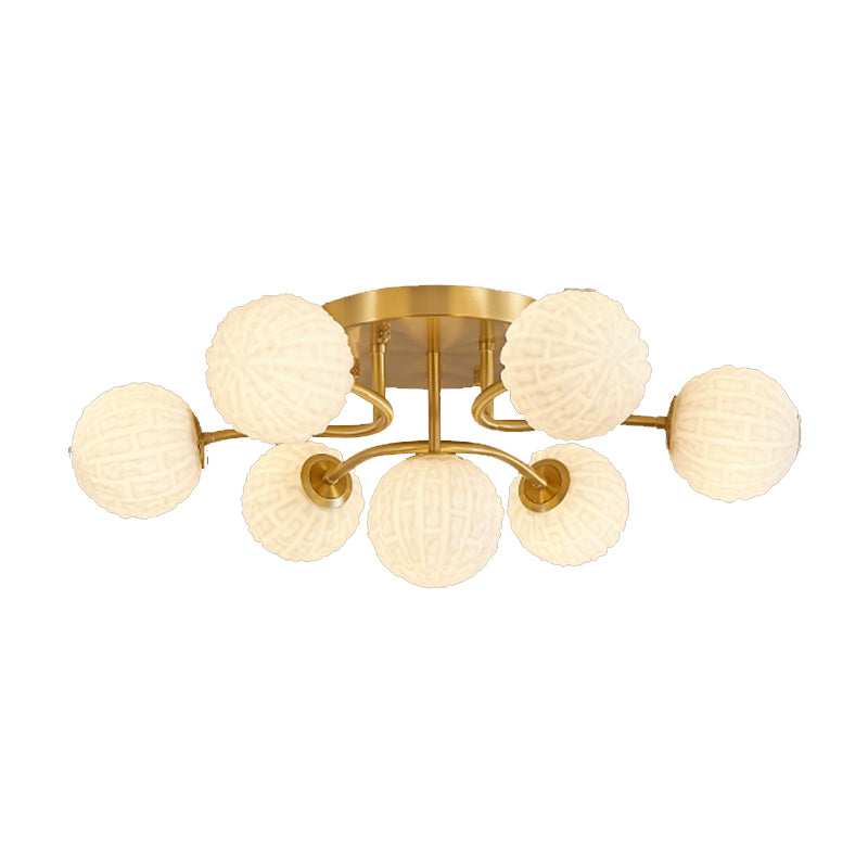 Ball Shape Glass Flush Light Modern Style Multi Lights Flush Mount Fixture
