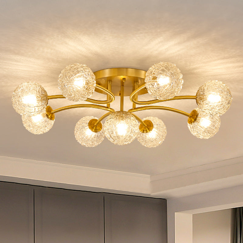 Ball Shape Glass Flush Light Modern Style Multi Lights Flush Mount Fixture