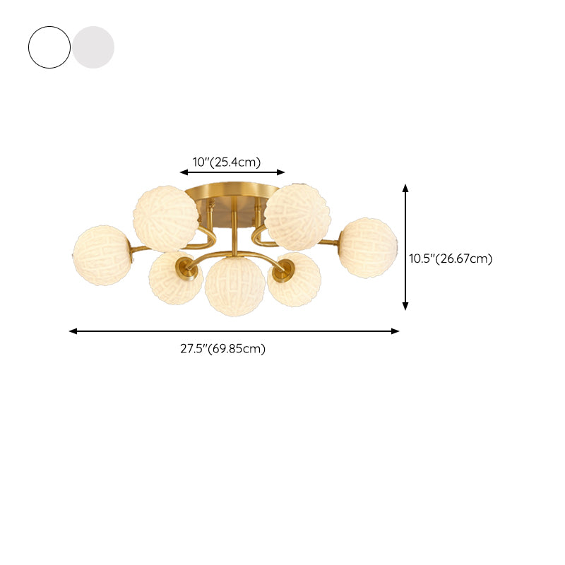 Ball Shape Glass Flush Light Modern Style Multi Lights Flush Mount Fixture