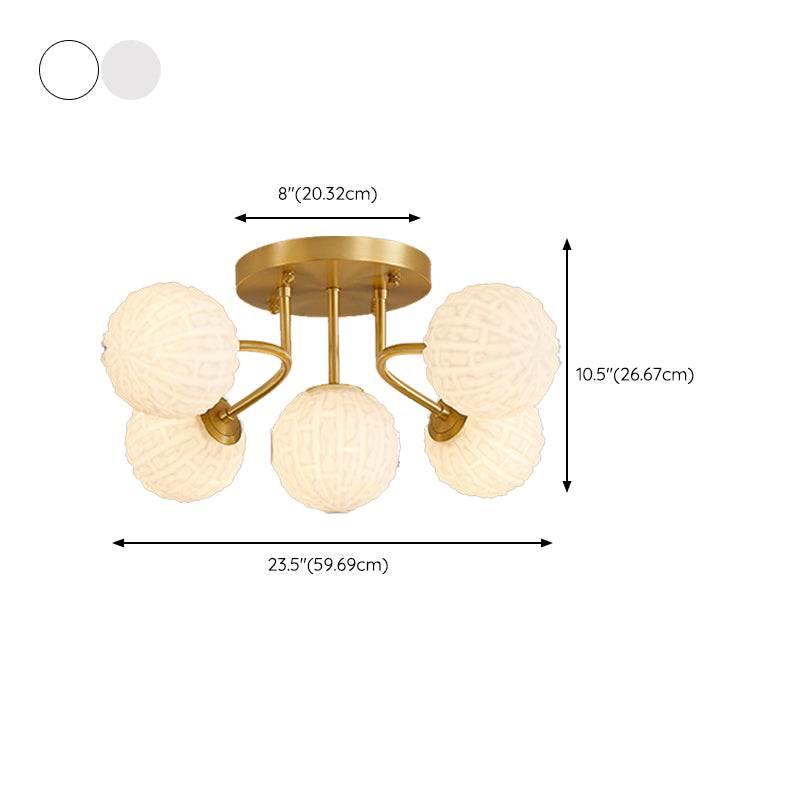 Ball Shape Glass Flush Light Modern Style Multi Lights Flush Mount Fixture