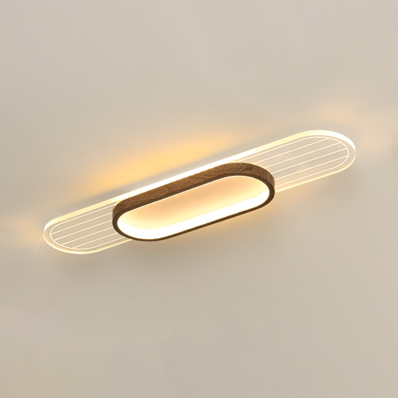 Modern Metal Flush Mount Oval Shape Ceiling Light with Acrylic Shade for Passage