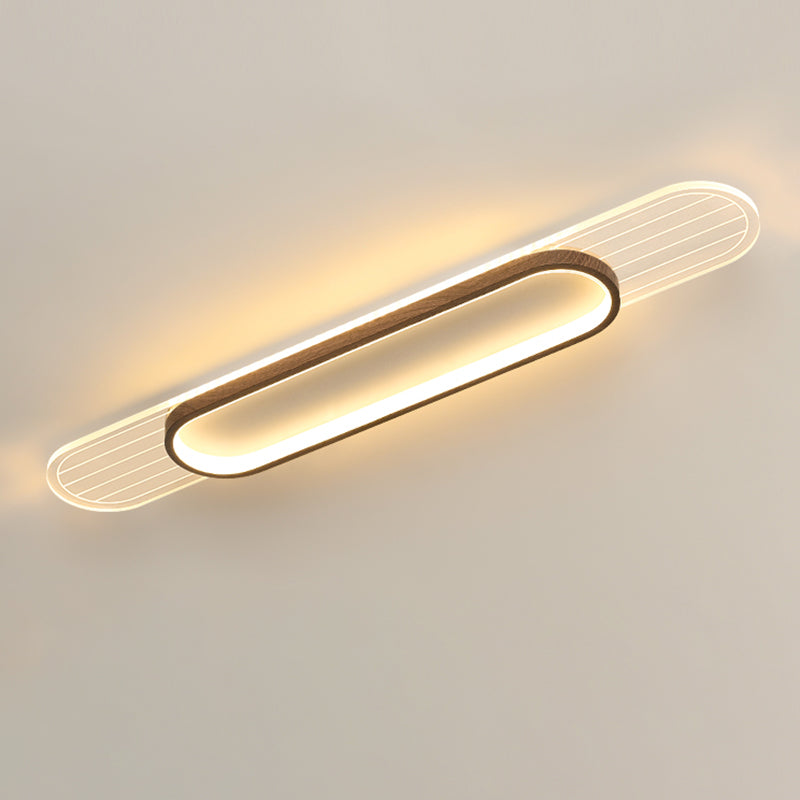 Modern Metal Flush Mount Oval Shape Ceiling Light with Acrylic Shade for Passage