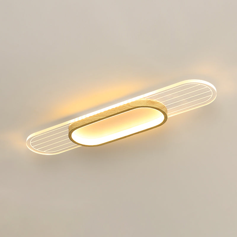 Modern Metal Flush Mount Oval Shape Ceiling Light with Acrylic Shade for Passage
