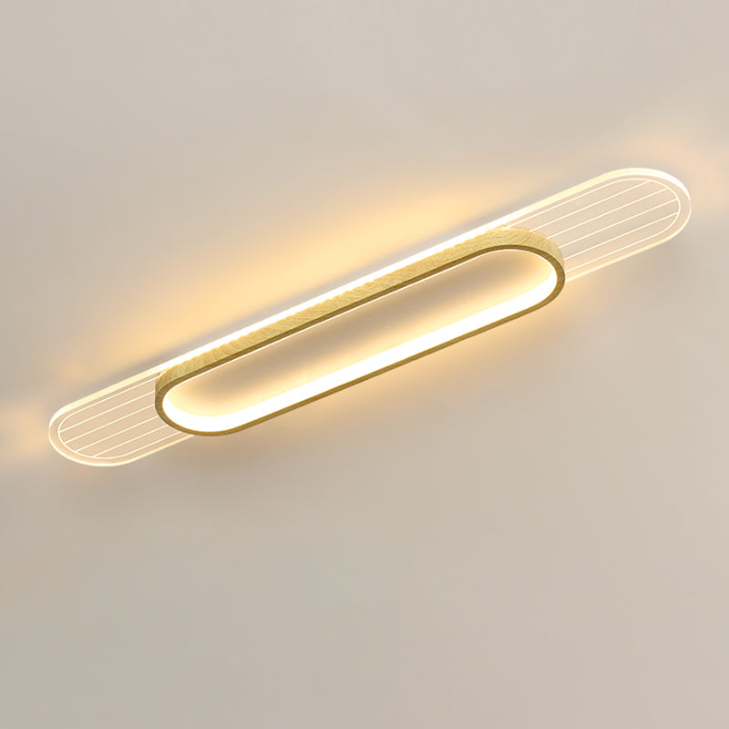 Modern Metal Flush Mount Oval Shape Ceiling Light with Acrylic Shade for Passage