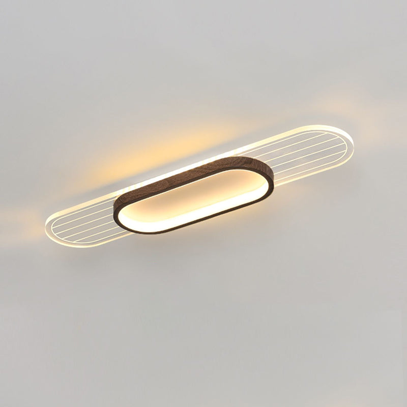 Modern Metal Flush Mount Oval Shape Ceiling Light with Acrylic Shade for Passage