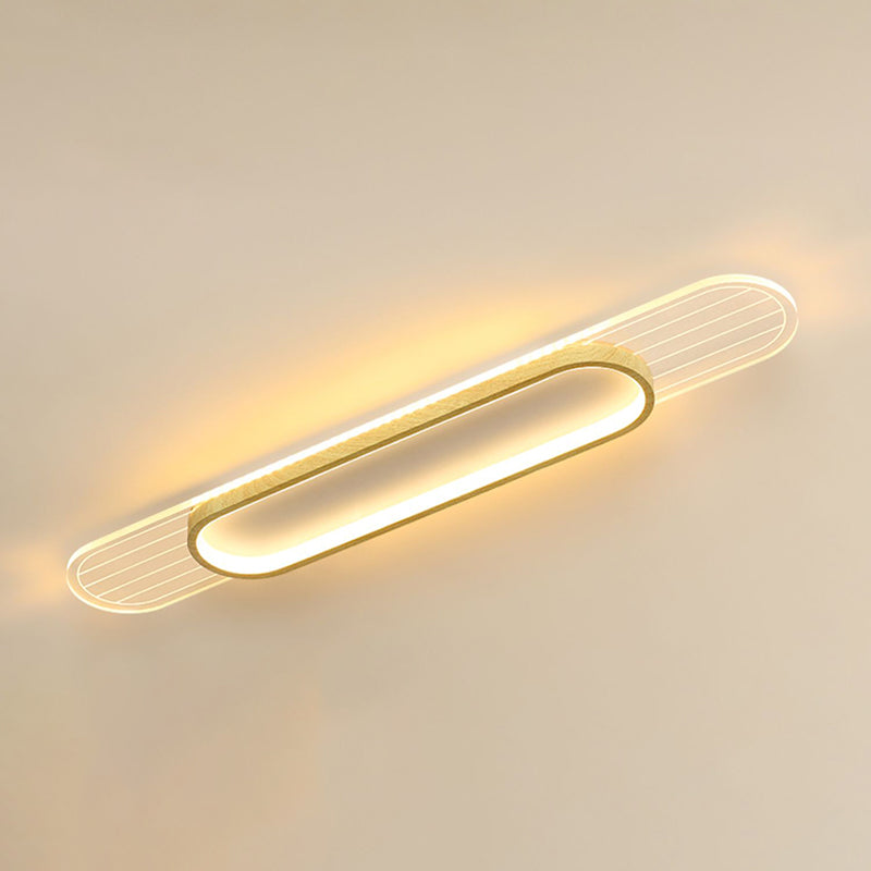 Modern Metal Flush Mount Oval Shape Ceiling Light with Acrylic Shade for Passage