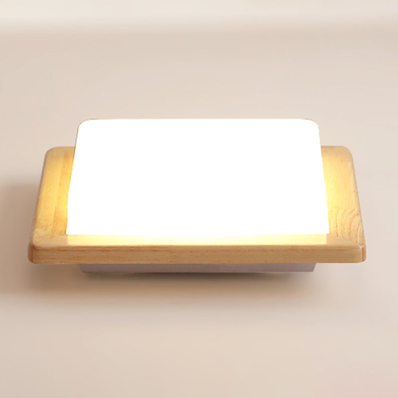 Square Shape Glass Flush Light Modern Style 1 Light Flush Mount Fixture in Brown