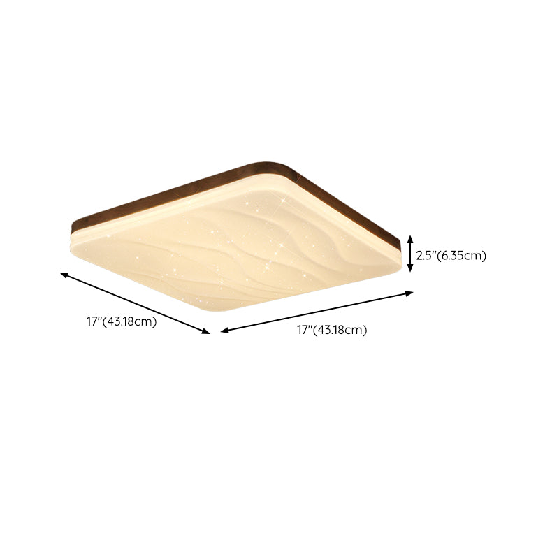 Brown Wood Modern Flush Mount Geometric Shape Ceiling Light with Acrylic Shade for Bedroom