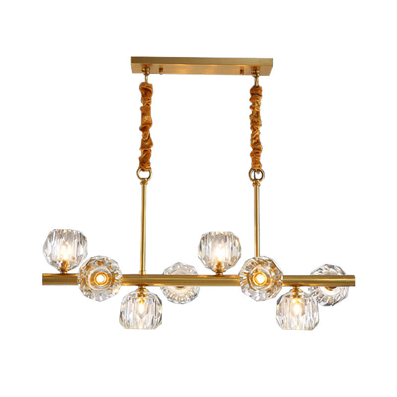 Ball Shape Crystal Island Pendants Modern Style Multi Lights Island Pendant Lights in Gold