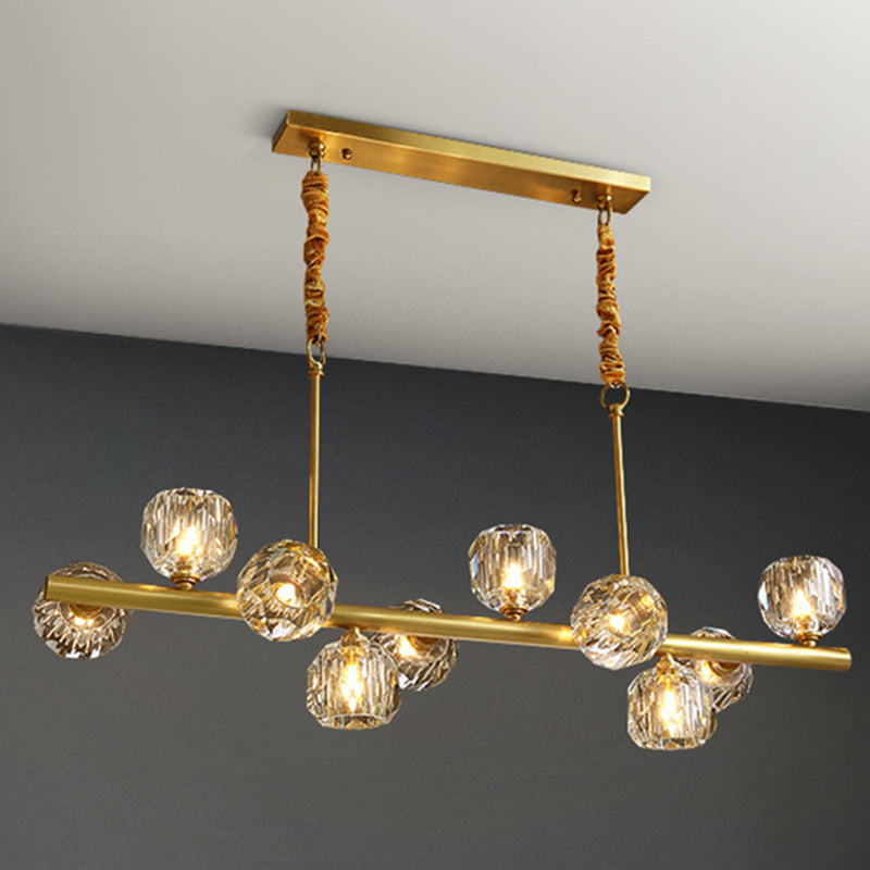 Ball Shape Crystal Island Pendants Modern Style Multi Lights Island Pendant Lights in Gold