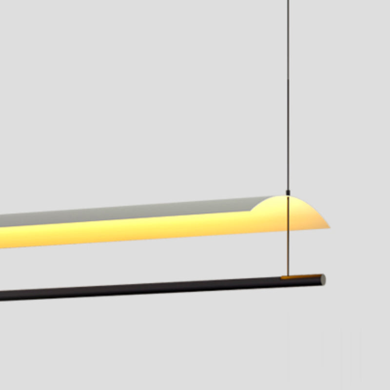 Black and White Kitchen Island Fixture Linear Modern Iron Pendant Light