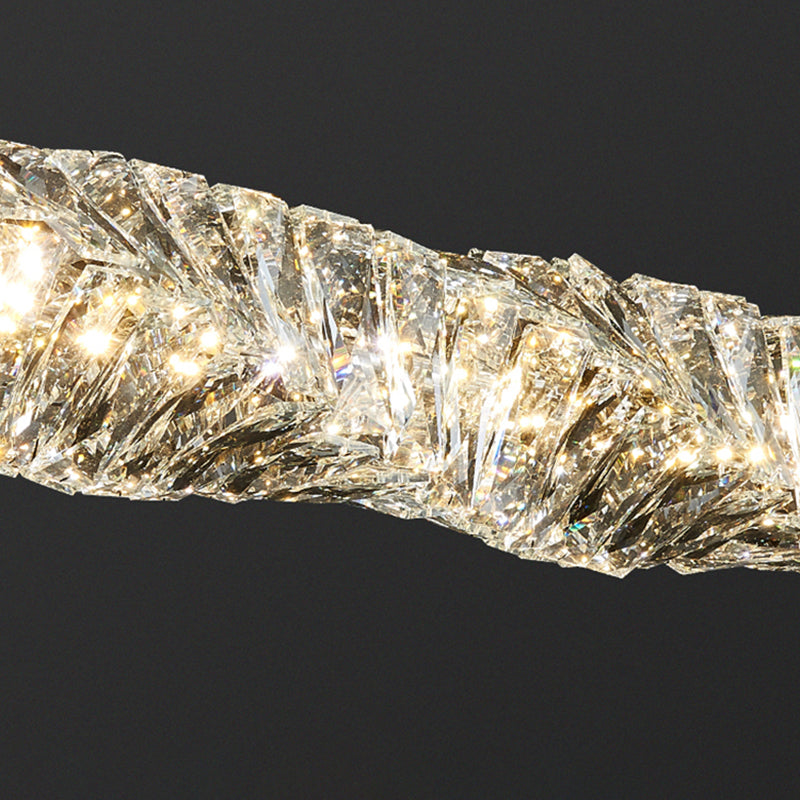 LED Crystal Ceiling Pendant Fixture Cylinder Kitchen Island Light in Gold / Sliver