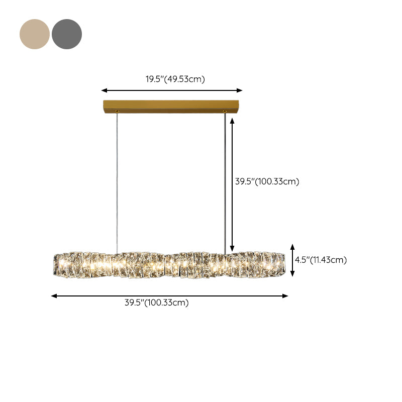 LED Crystal Ceiling Pendant Fixture Cylinder Kitchen Island Light in Gold / Sliver