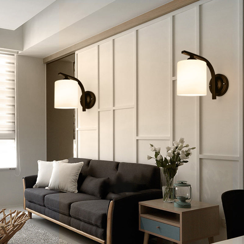 Contemporary Vanity Lamp Cylinder Glass Wall Light Fixture for Bathroom