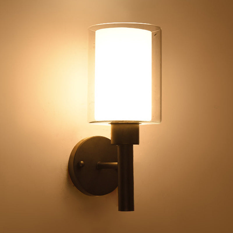 Modern Vanity Lamp Cylinder Glass Wall Light Fixture for Bathroom
