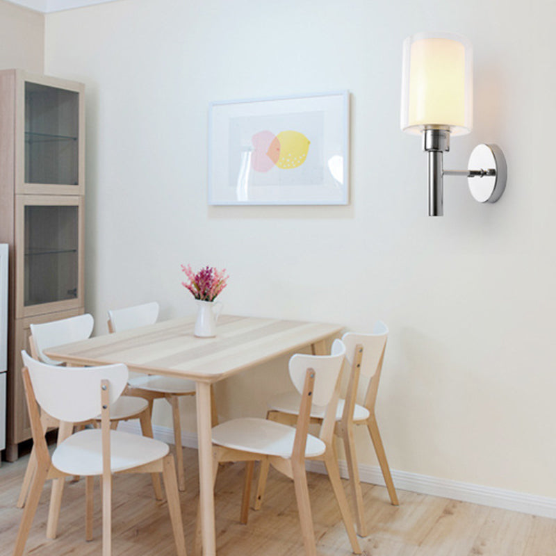 Modern Vanity Lamp Cylinder Glass Wall Light Fixture for Bathroom
