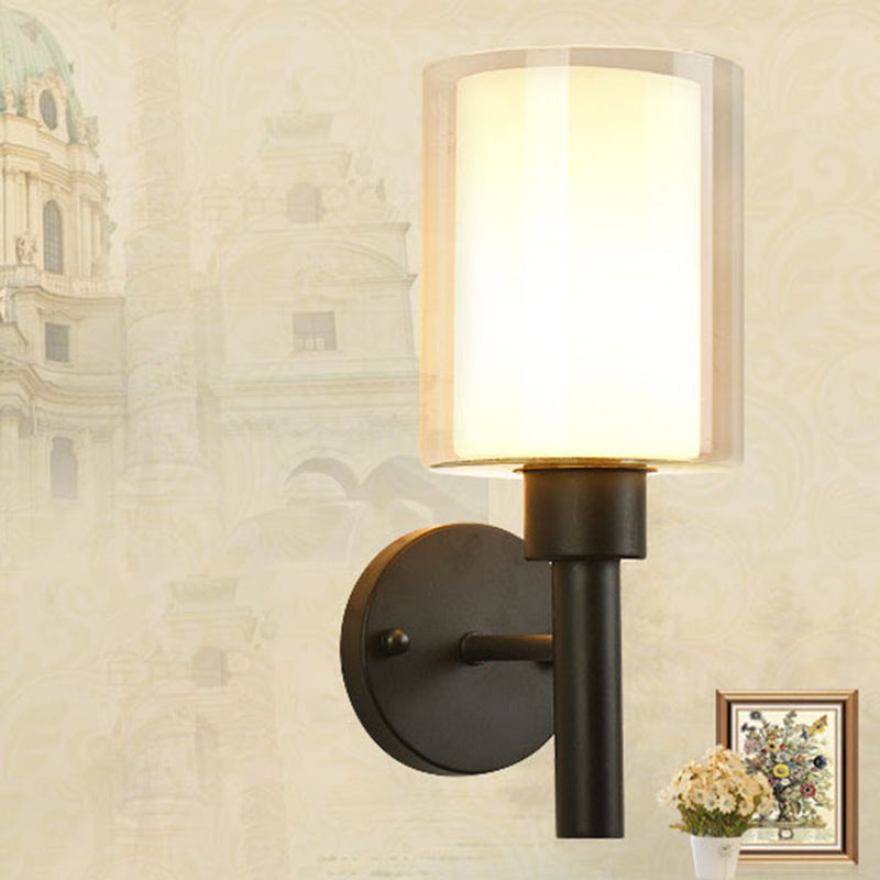 Modern Vanity Lamp Cylinder Glass Wall Light Fixture for Bathroom