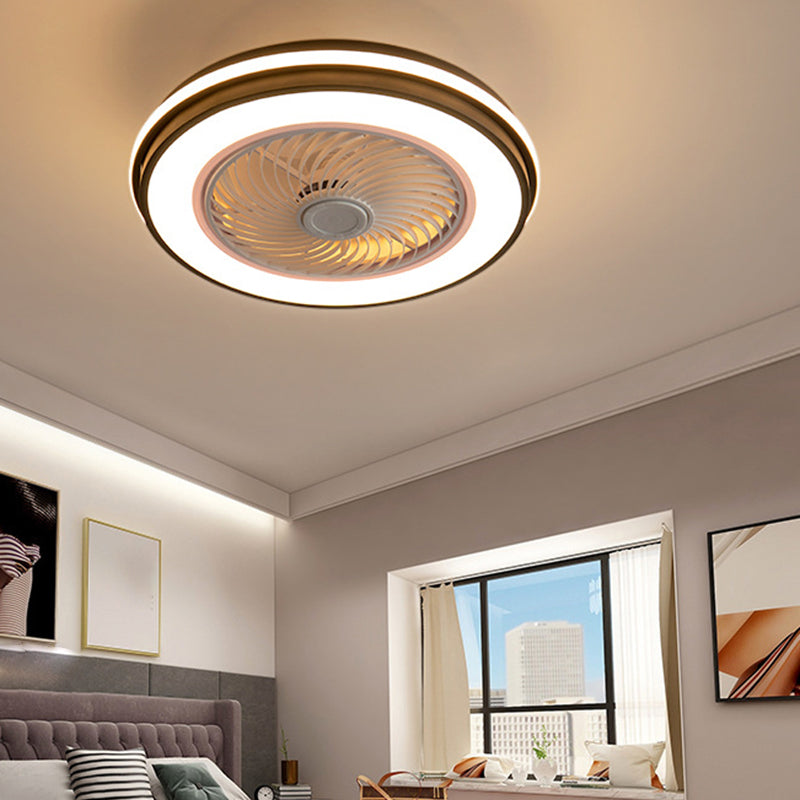 5-Blade Ceiling Fan Metallic Modernism White/Black Fan with Light for Hallway