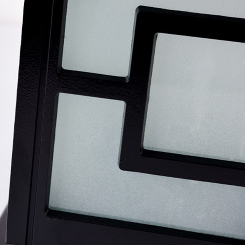 Metal Contemporary Pillar Lamp Square Shape Outdoor Waterproof Light with Acrylic Shade