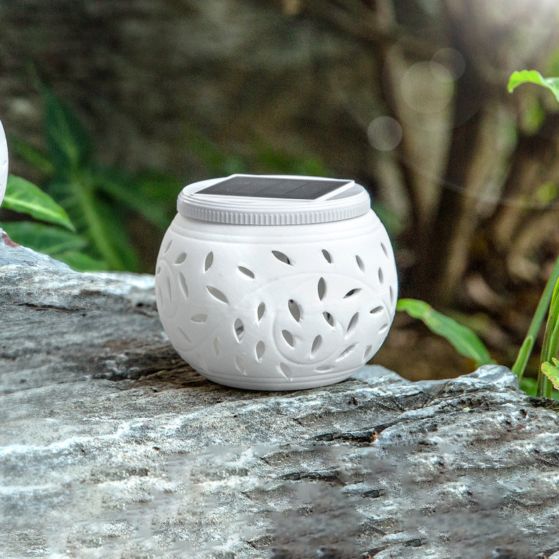 Contemporary Metal Pillar Lamp Drum Shape Outdoor Waterproof Light with Ceramic Shade