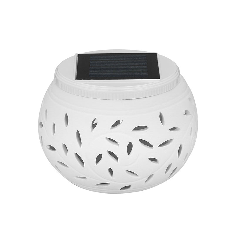 Contemporary Metal Pillar Lamp Drum Shape Outdoor Waterproof Light with Ceramic Shade