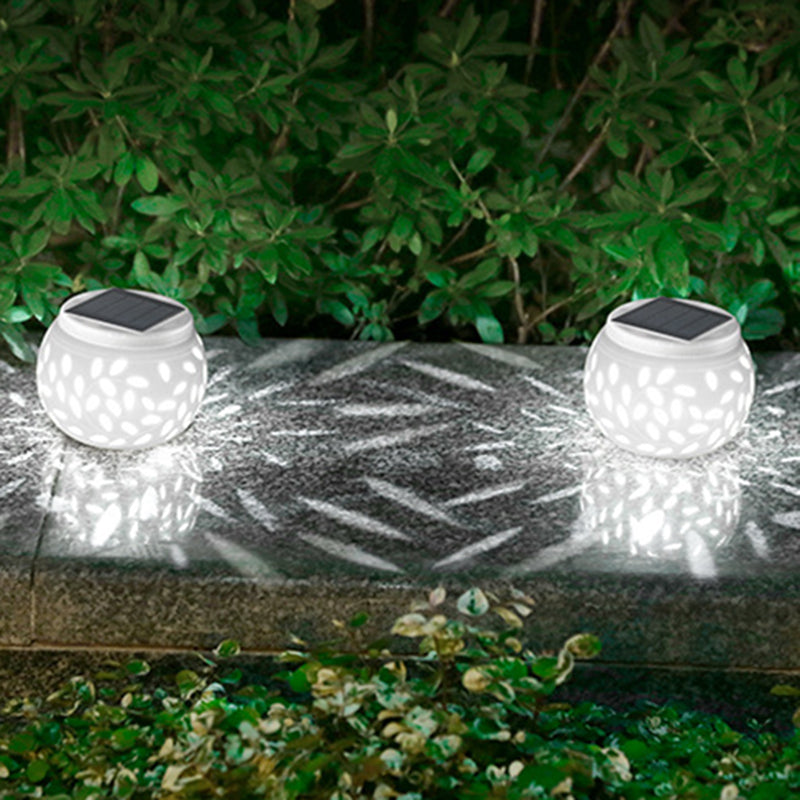 Contemporary Metal Pillar Lamp Drum Shape Outdoor Waterproof Light with Ceramic Shade