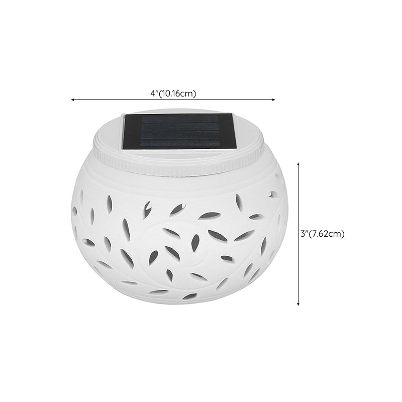 Contemporary Metal Pillar Lamp Drum Shape Outdoor Waterproof Light with Ceramic Shade