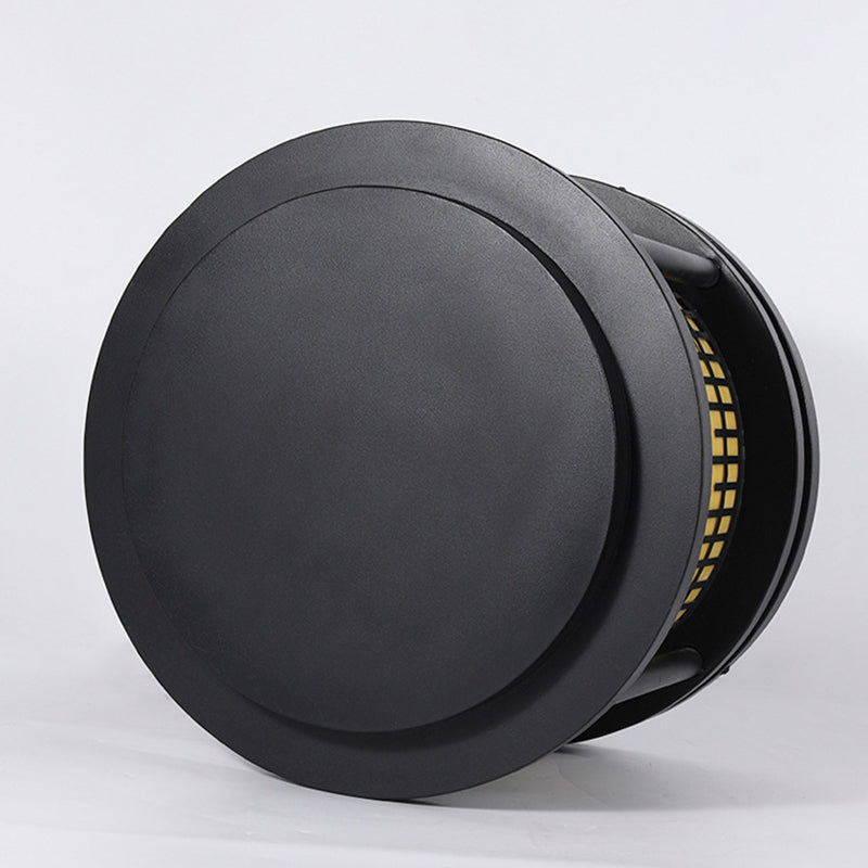 Modern Metal Solar Pillar Lamp Round Shape Outdoor Waterproof Light in Black