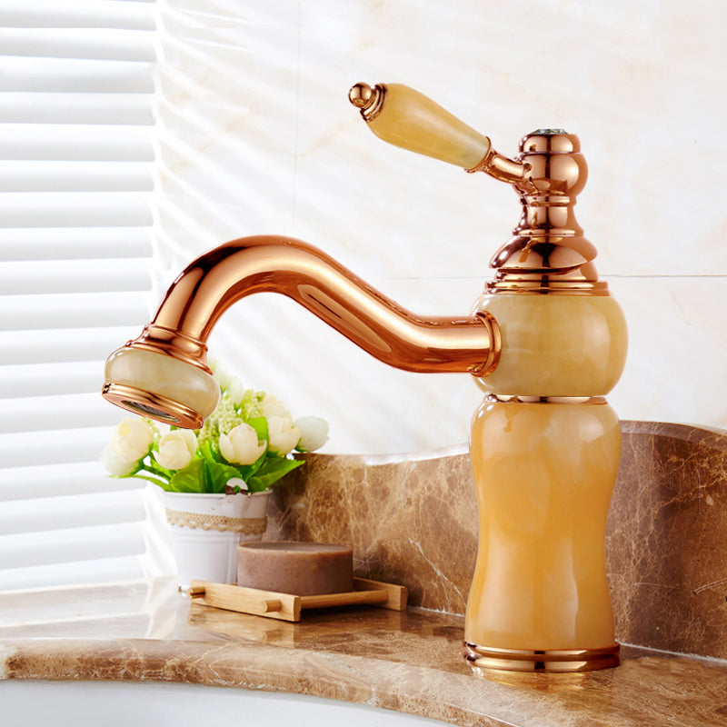 Classic Bathroom Vessel Faucet Lever Handle Circular Vessel Faucet