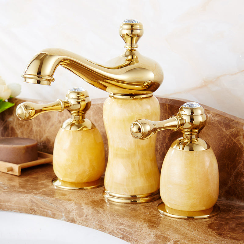 Widespread Bathroom Faucet Low Arc 3 Holes Lever Handles Faucet