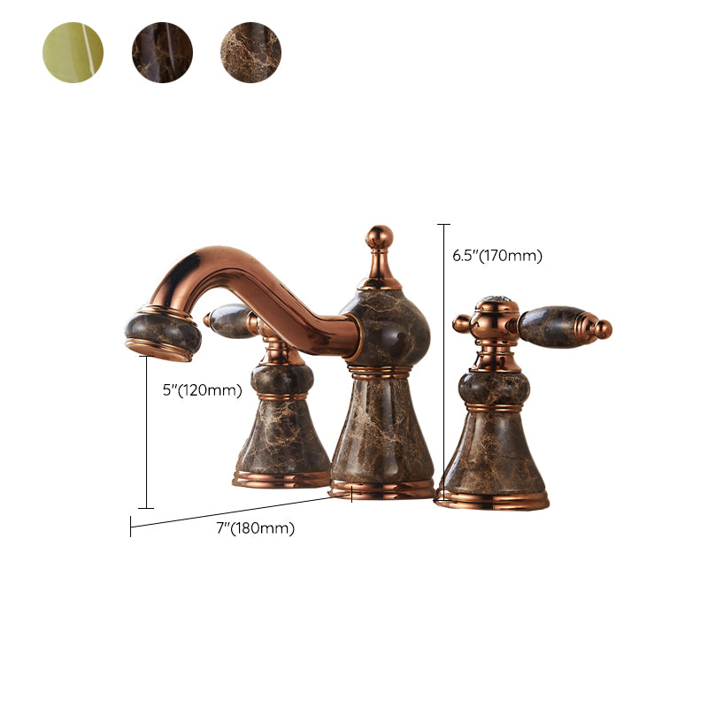 Widespread Bathroom Faucet Low Arc 3 Holes Lever Handles Faucet