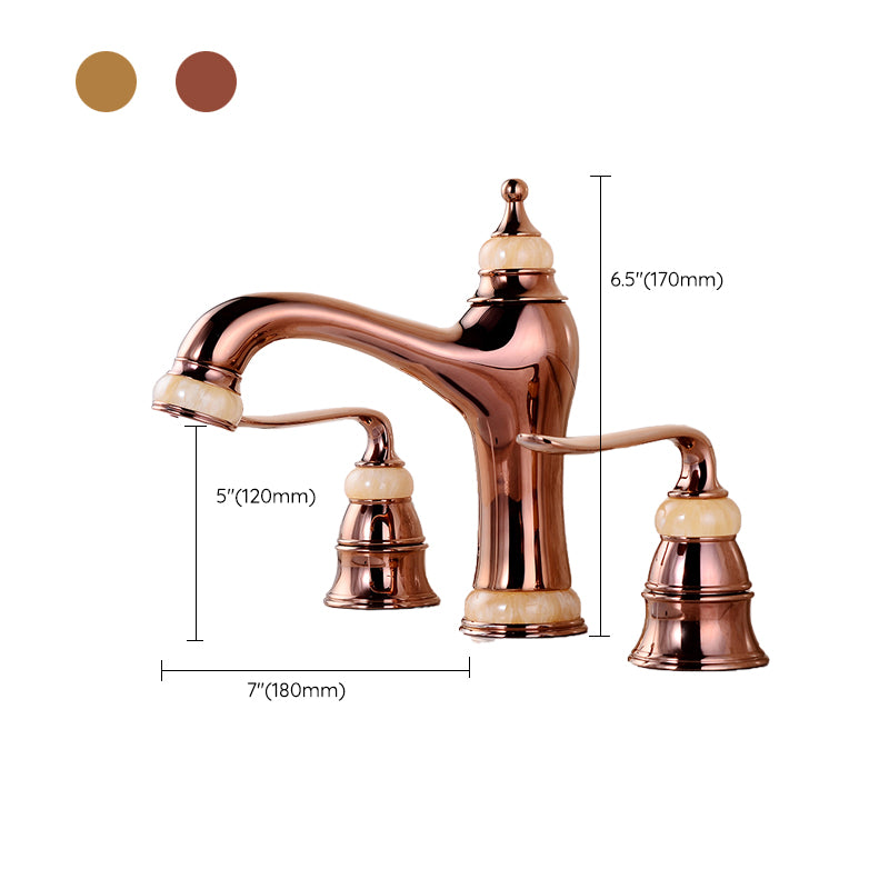 Widespread Bathroom Faucet Low Arc 3 Holes Lever Handles Faucet