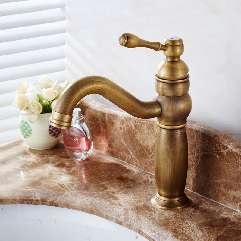 Circular Vessel Sink Bathroom Faucet Single Handle High Arc Vessel Faucet