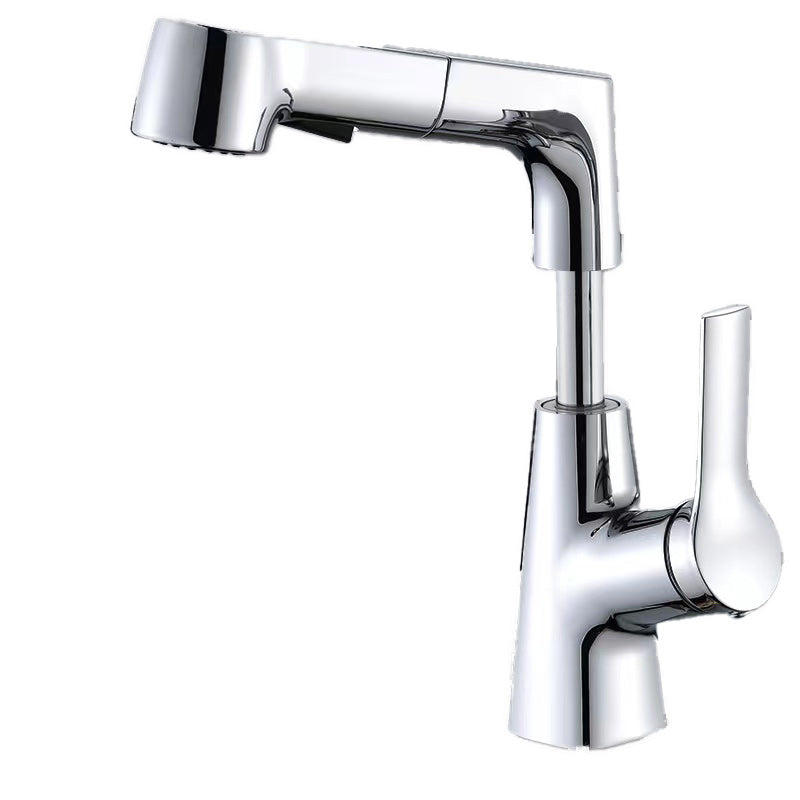 Swivel Spout Sink Faucet Brass Bathroom Low Arc Lifting Faucet