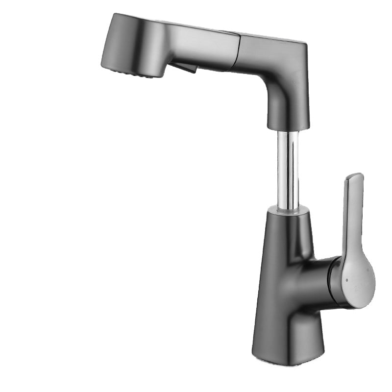 Swivel Spout Sink Faucet Brass Bathroom Low Arc Lifting Faucet