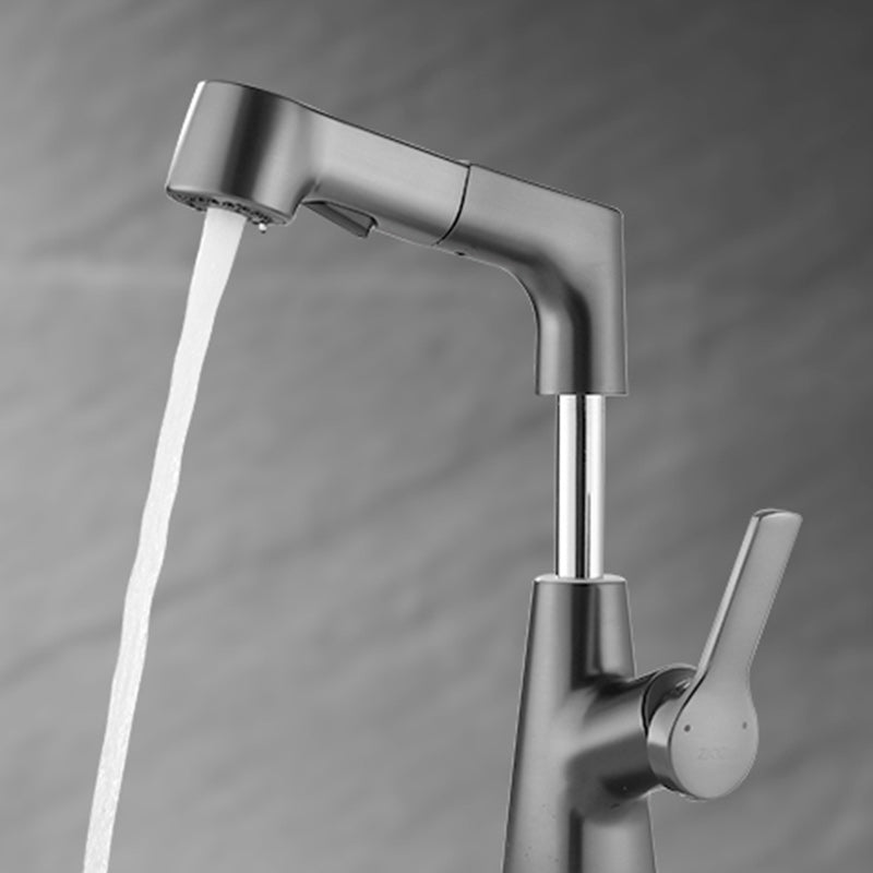 Swivel Spout Sink Faucet Brass Bathroom Low Arc Lifting Faucet