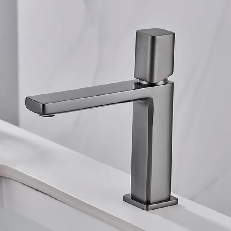 Modern Knob Handle Square Faucet Brass Deck Mounted Bathroom Sink Faucet