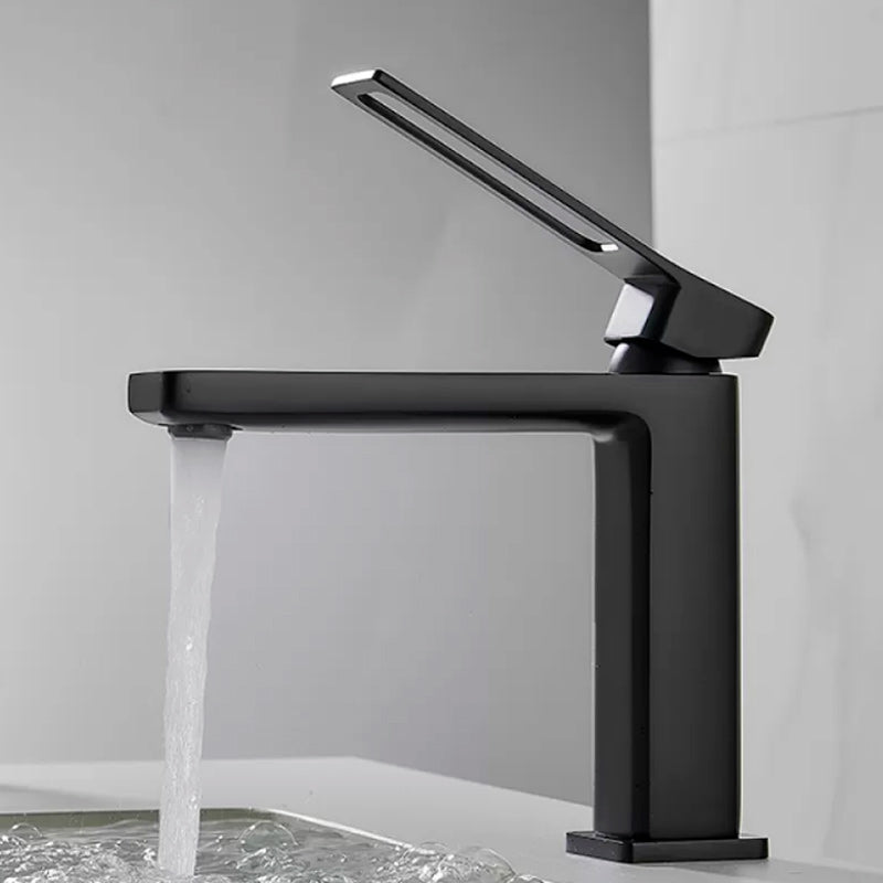 Modern Knob Handle Square Faucet Brass Deck Mounted Bathroom Sink Faucet