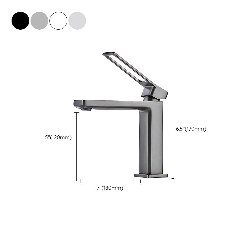Modern Knob Handle Square Faucet Brass Deck Mounted Bathroom Sink Faucet