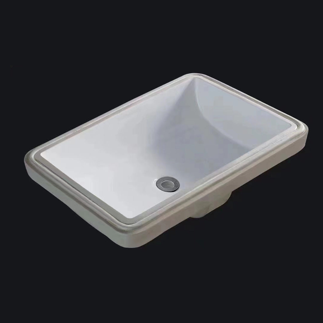 Traditional Undermount Bathroom Sink Porcelain with Overflow Basin Sink(Without Faucet)