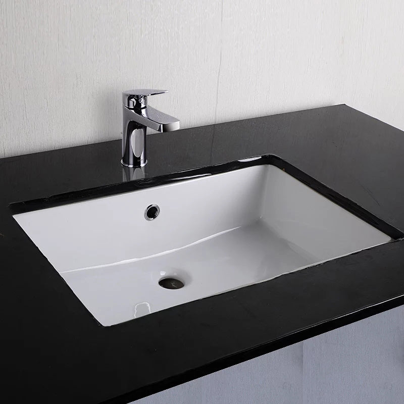 Traditional Undermount Bathroom Sink Porcelain with Overflow Basin Sink(Without Faucet)