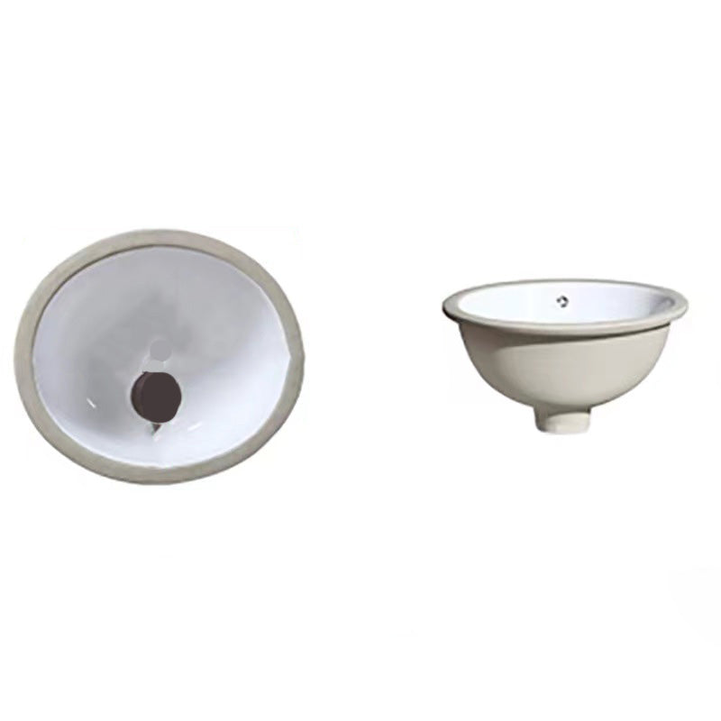 Traditional Undermount Bathroom Sink Porcelain with Overflow Basin Sink(Without Faucet)