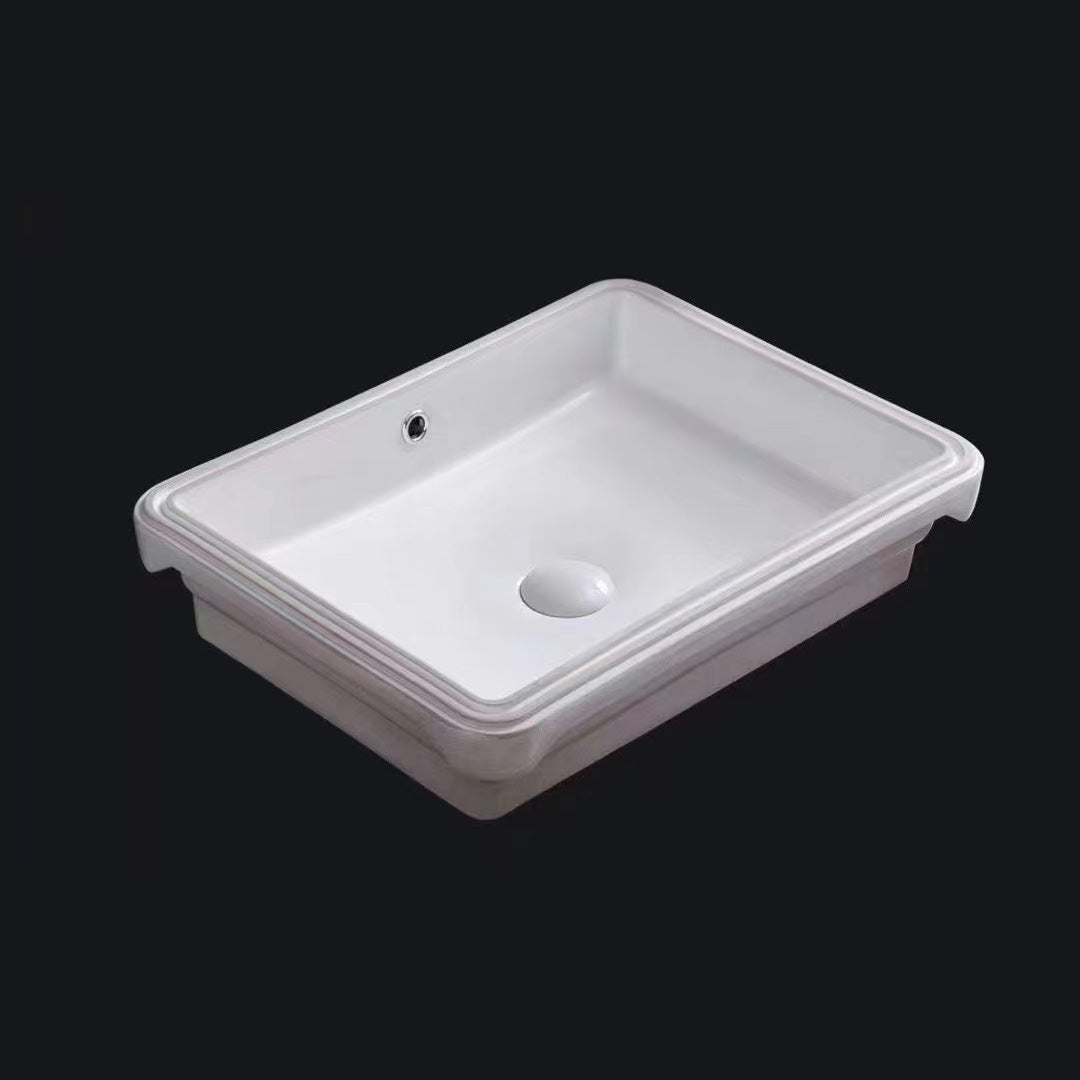 Traditional Undermount Bathroom Sink Porcelain with Overflow Basin Sink(Without Faucet)