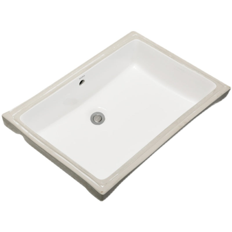 Traditional Undermount Bathroom Sink Porcelain with Overflow Basin Sink(Without Faucet)