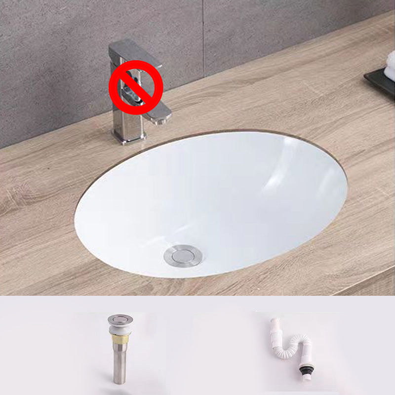 Traditional Undermount Bathroom Sink Porcelain with Overflow Basin Sink(Without Faucet)