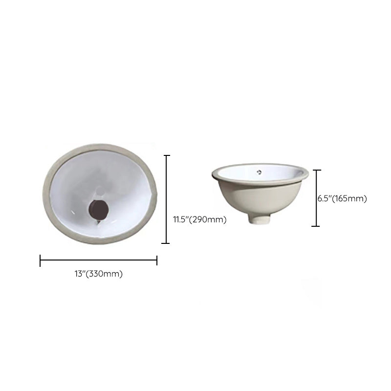 Traditional Undermount Bathroom Sink Porcelain with Overflow Basin Sink(Without Faucet)