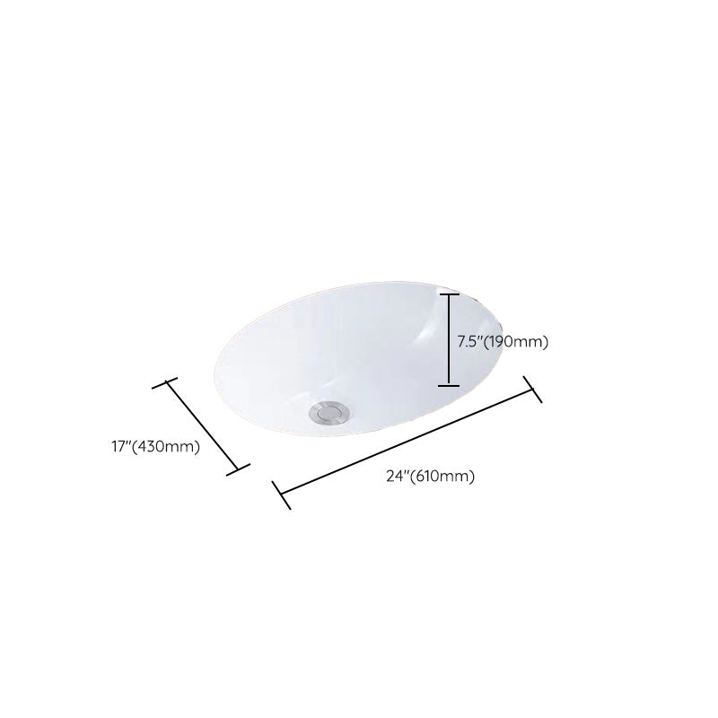 Traditional Undermount Bathroom Sink Porcelain with Overflow Basin Sink(Without Faucet)