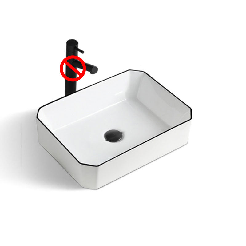Contemporary Bathroom Sink with Pop-Up Drain Rectangular Vessel Bathroom Sink Only
